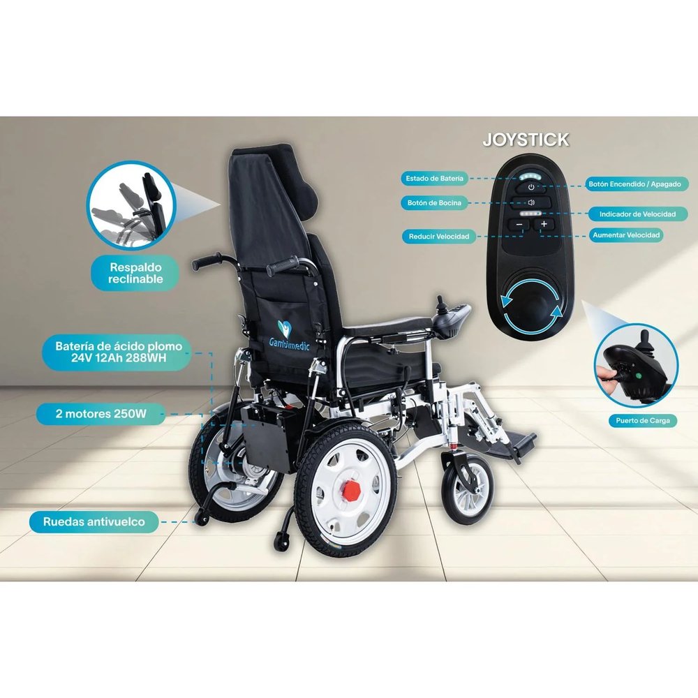 Silla de Ruedas Eléctrica 4 en 1 Reclinable con Elevapiernas vista 5