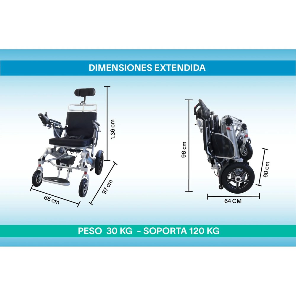 Silla de Ruedas Eléctrica 3 en 1 Reclinable con Cabezal vista 3