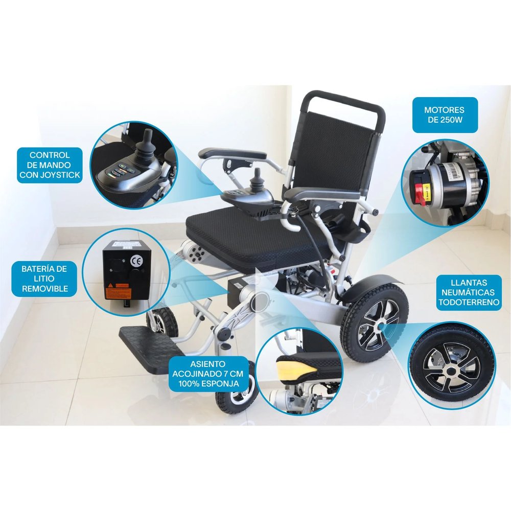 Silla de Ruedas Eléctrica Plegable de Aluminio 28 kg, 4 Amortiguadores vista 2