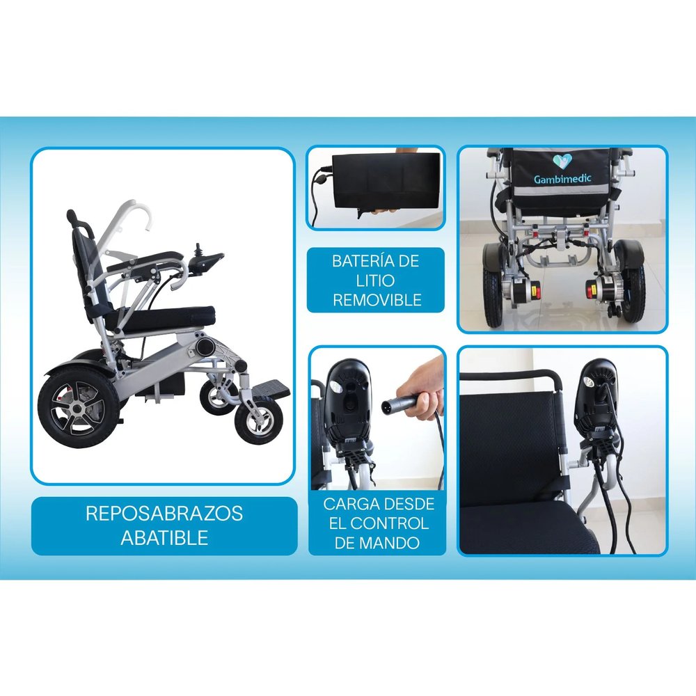 Silla de Ruedas Eléctrica Plegable de Aluminio 28 kg, 4 Amortiguadores vista 5
