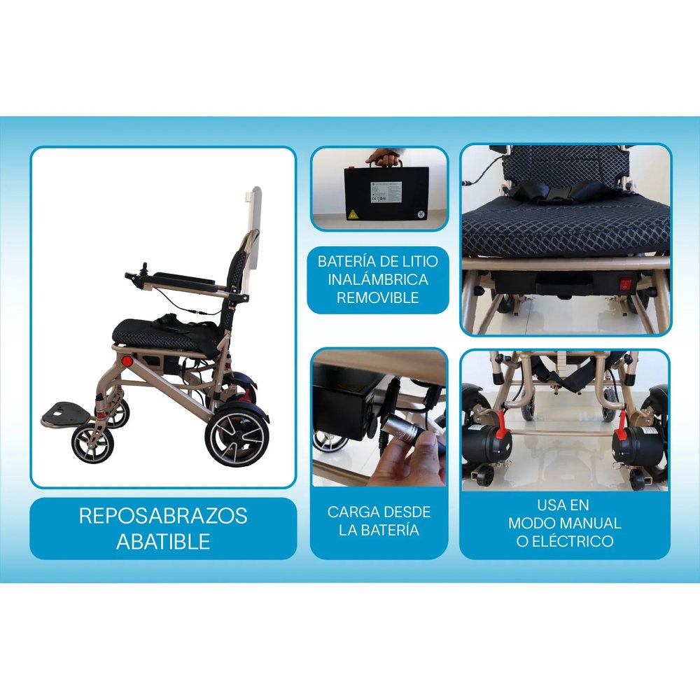 Silla de Ruedas Eléctrica de Aluminio con Control LED 19 kg vista 5